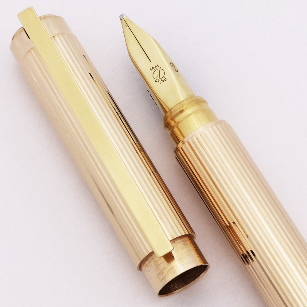 S T Dupont La Plume Ultime Fountain Pen (1980s) - Gold Fluted, C/C